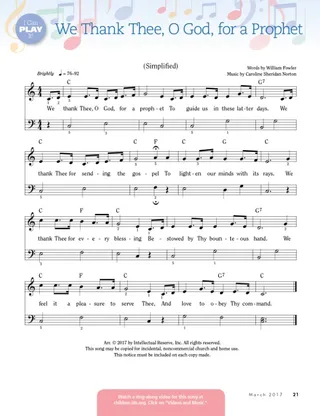 Music: We Thank Thee, O God, for a Prophet