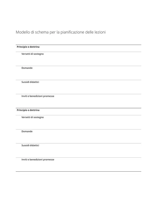 Modello di schema per la pianificazione delle lezioni