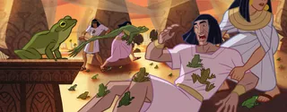 Frogs jumping on Egyptians