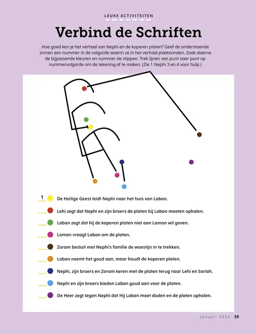 Pdf van een ‘verbind de stippen’-activiteit over de Schriften