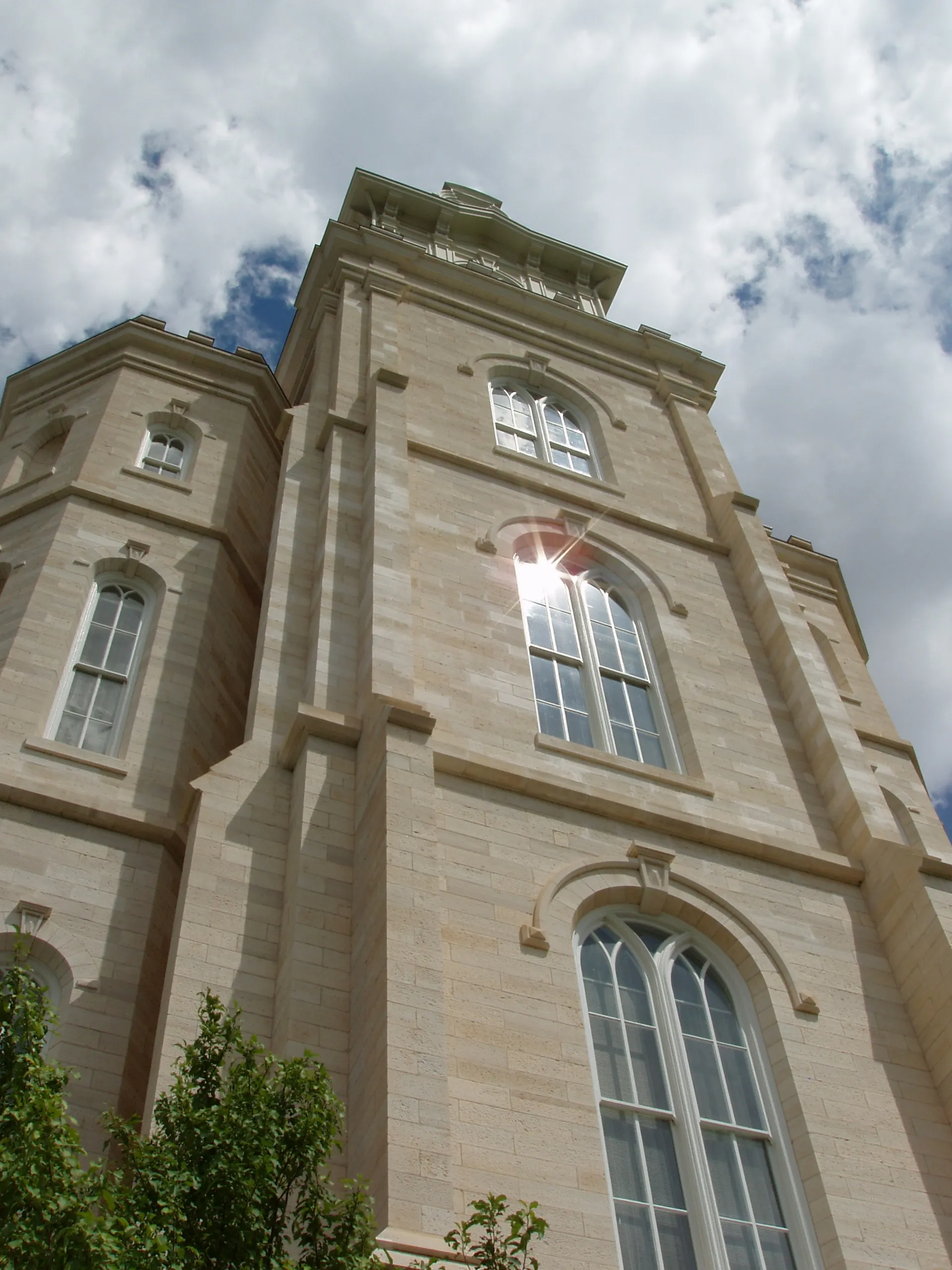 The Manti Utah Temple exterior, including windows.