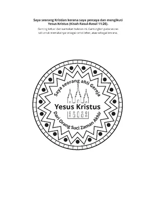 halaman aktiviti: Saya seorang Kristian