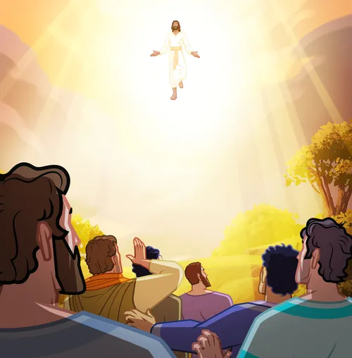 Jesus ascends into heaven.