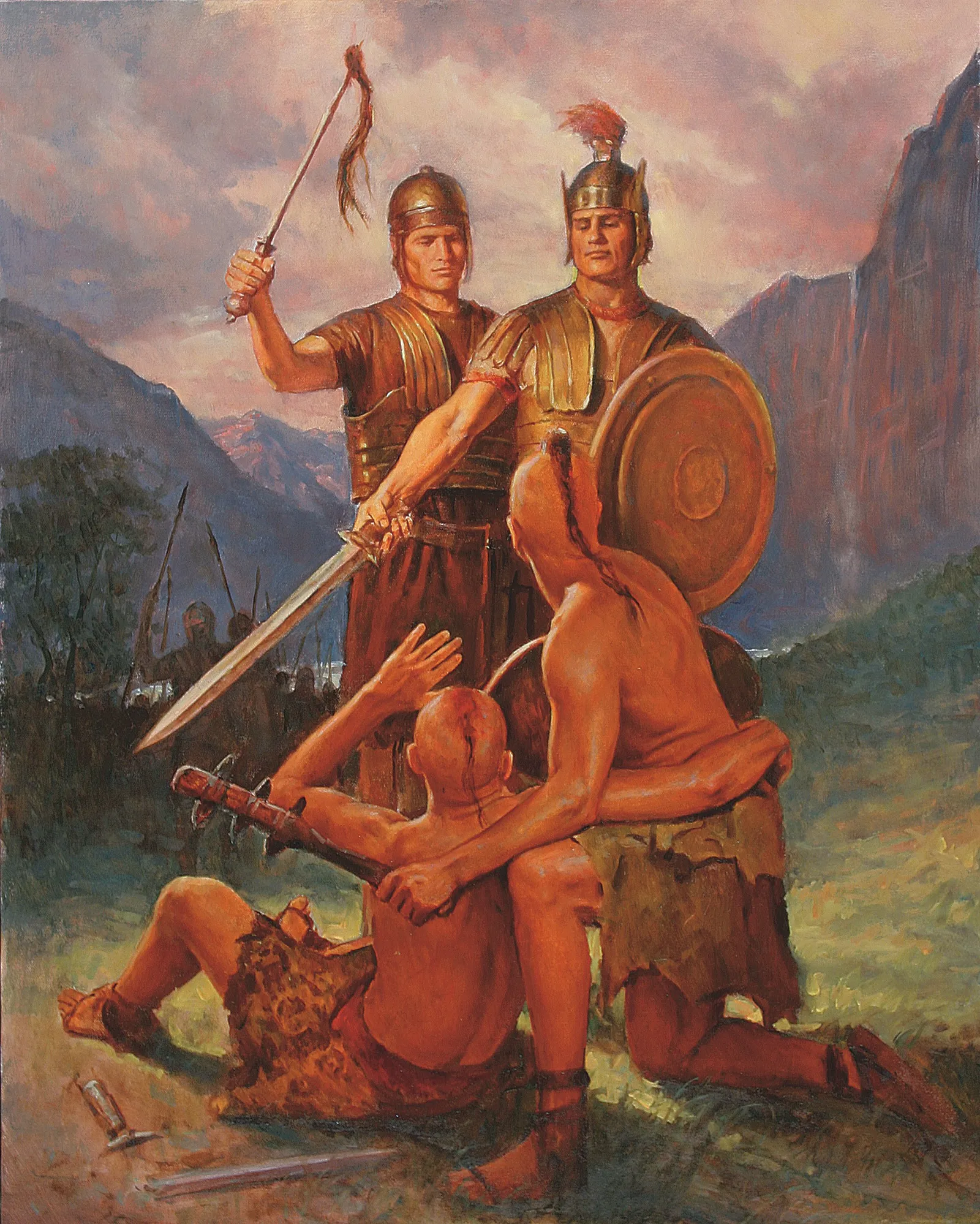 Captain Moroni and Zerahemnah, by Del Parson
