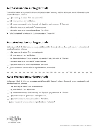 Document « Auto-évaluation sur la gratitude »