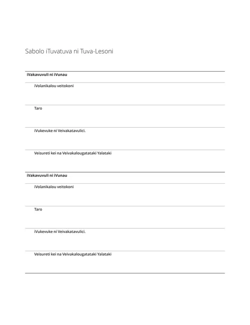 Sabolo ni Lesoni-iTuvatuva Dusimaki