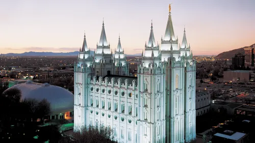 Salt Lake temple at dusk