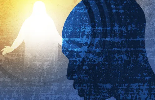 man praying, thinking of Christ