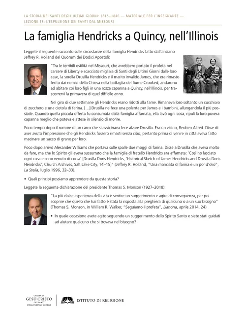 Approfondimento – La famiglia Hendricks a Quincy, nell’Illinois