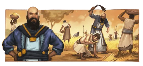 Amulon scolding a cowering field worker