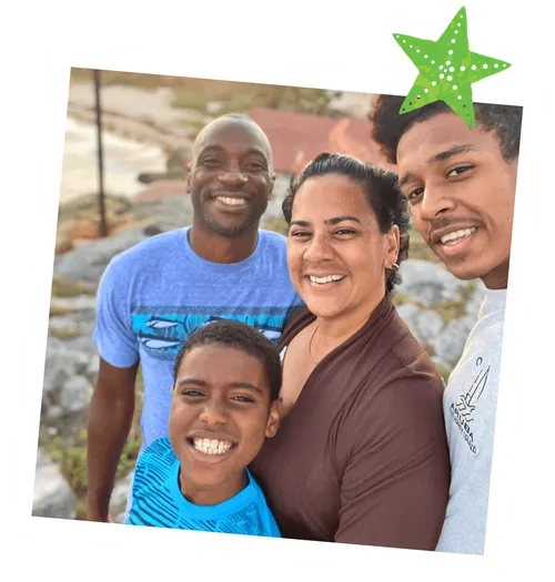 Antonio with his parents and his older brother