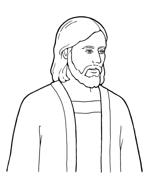 A black and white illustration of Jesus Christ, the Son of God.