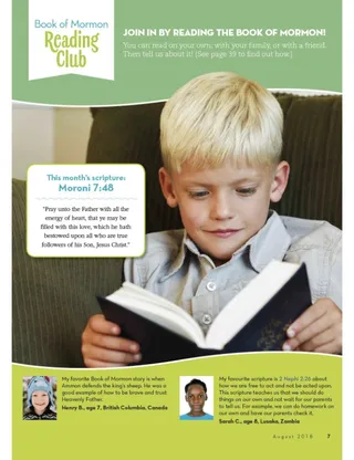 a boy reading the Book of Mormon