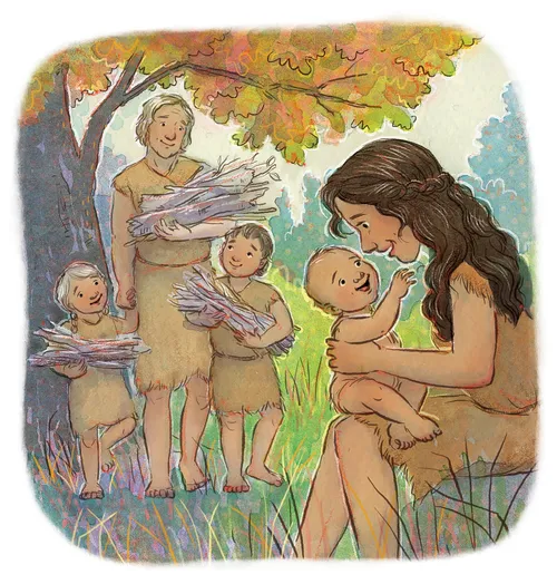 Adam and Eve with their children