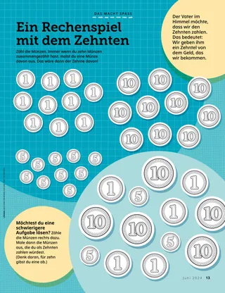 Aktivität mit Münzen zum Zählen