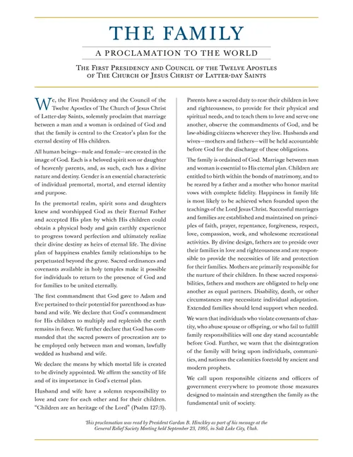 The Family A Proclamation to the World