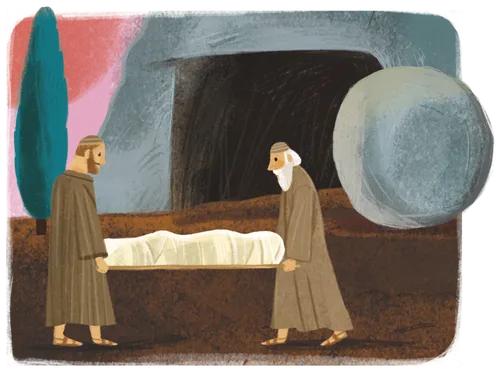 two men carrying Jesus’s body