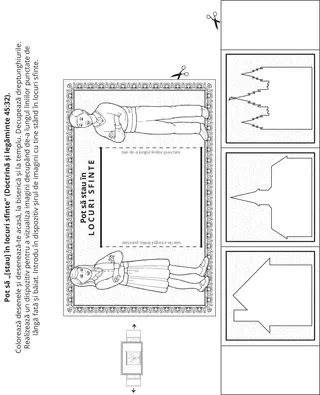 pagină cu activități: Pot sta în locuri sfinte