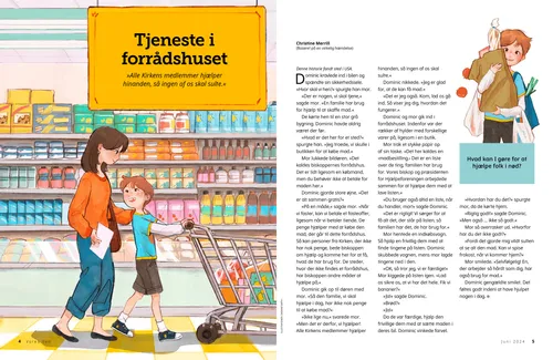 PDF-side af en kvinde og en dreng, der handler i en købmandsbutik