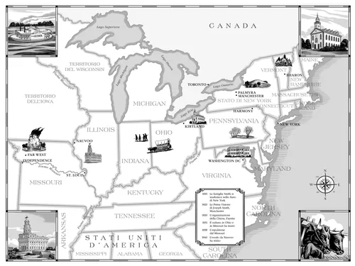 cartina degli Stati Uniti d’America orientali e centro-occidentali
