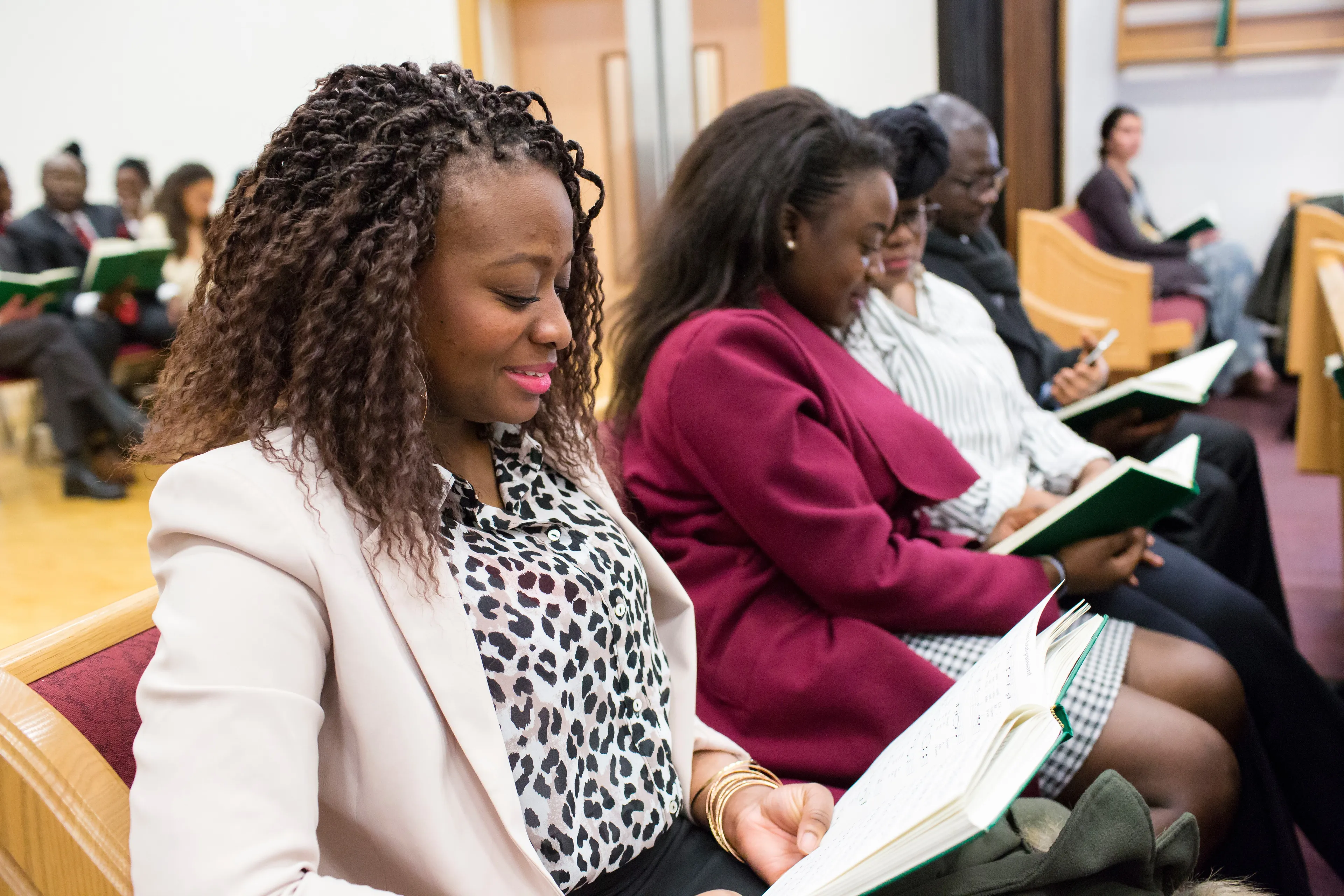 Members attending Sacrament meeting.