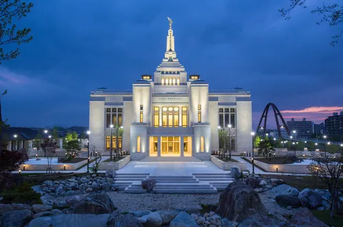Sapporo Japan Temple at night.