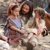Jesus Christ sitting with two small children