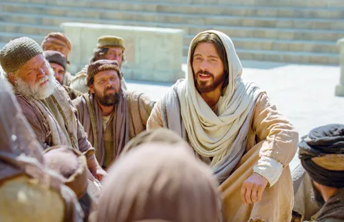 Darstellung Jesu, der gerade Jünger unterweist