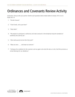 Ordinances and Covenants Review Activity handout