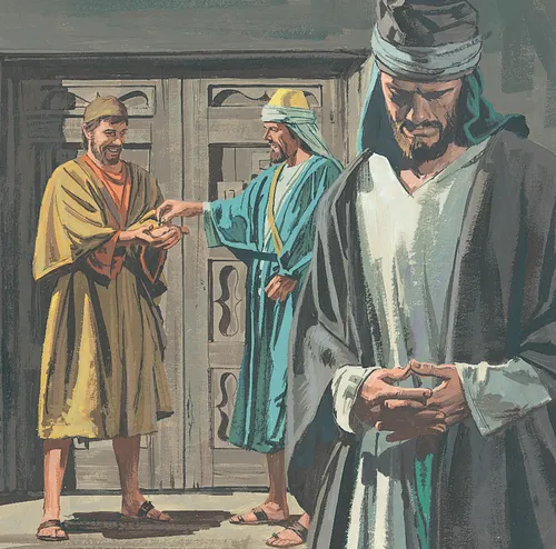 man giving servant money