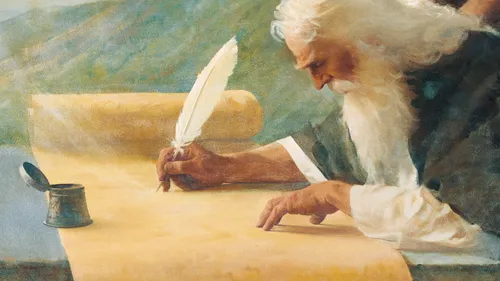 Isaiah writing on a scroll