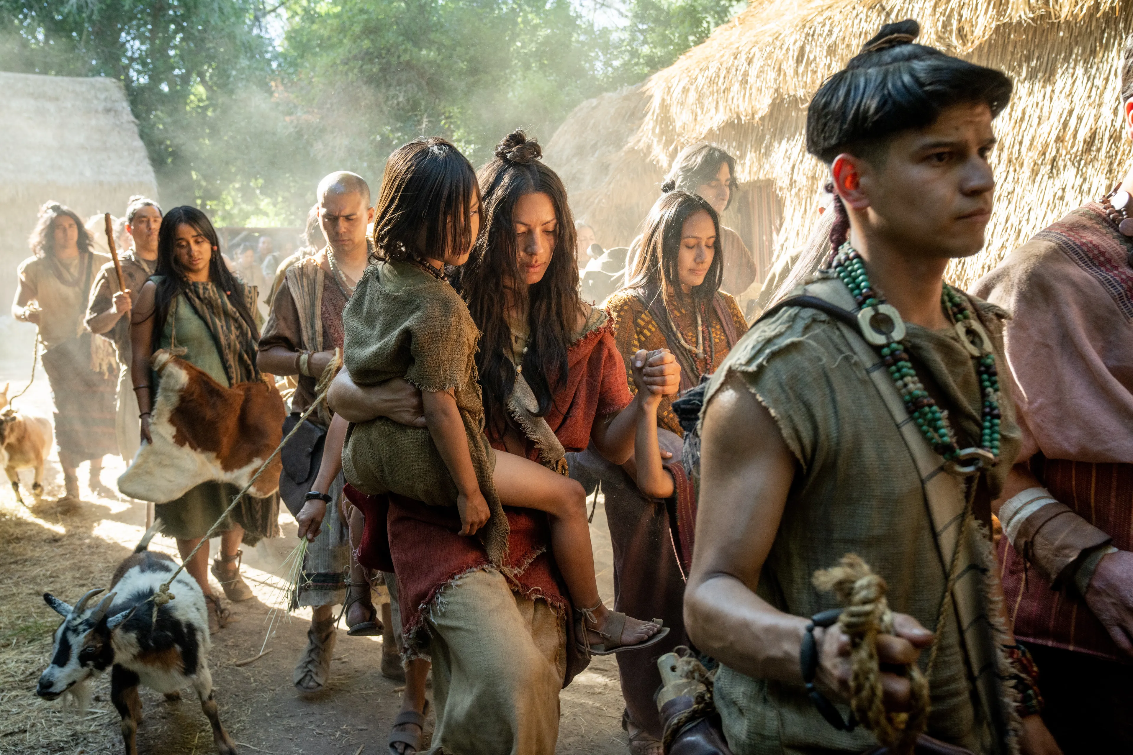 The people of Anti-Nephi-Lehi gather their flocks and belongings before leaving for Zarahemla.