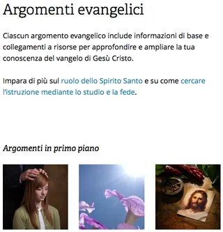 Pagina Web degli Argomenti evangelici