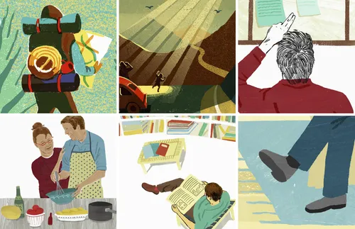 various scences from life of a father