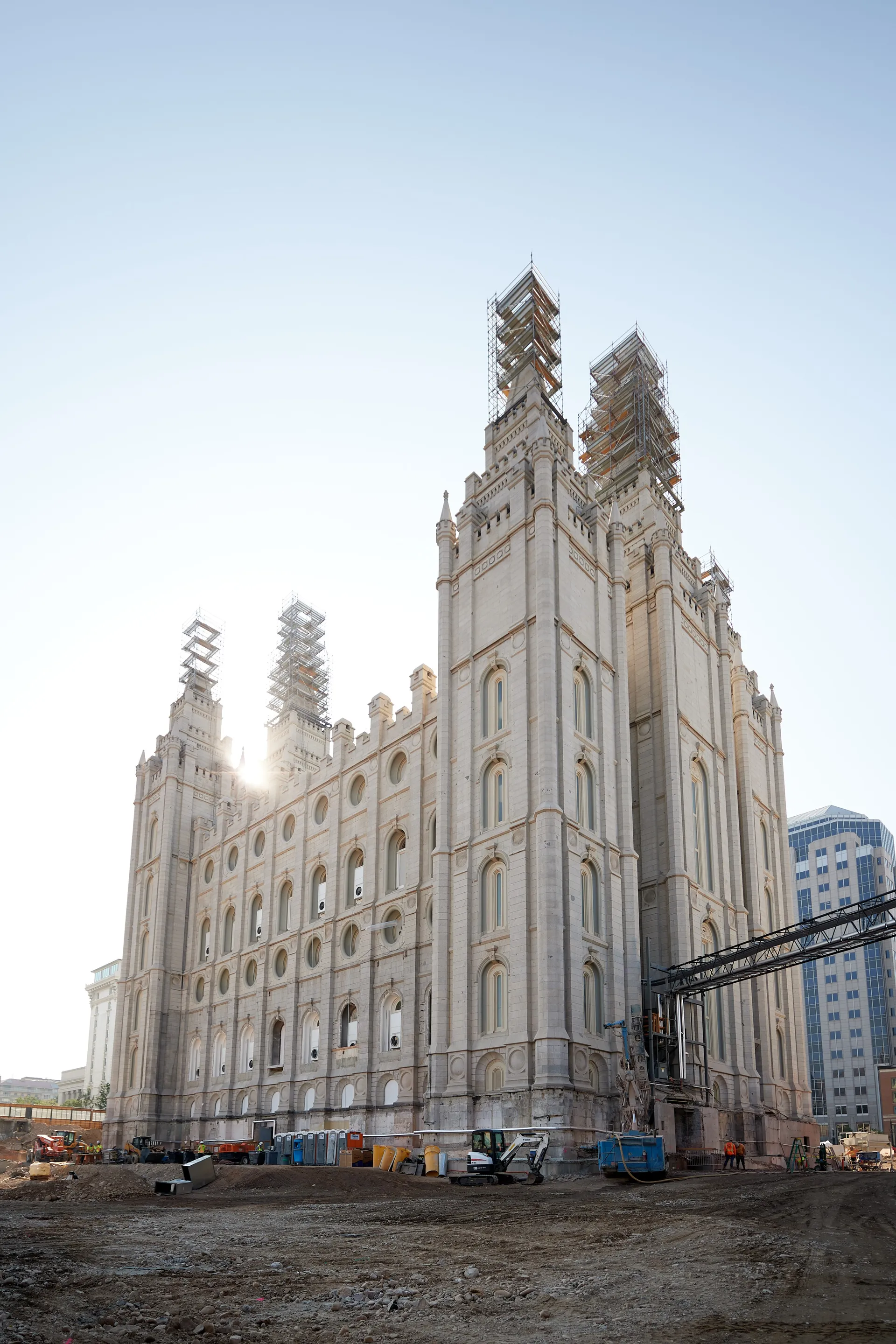 Construction on the Salt Lake Temple during September, 2020. These are the exterior walls. 