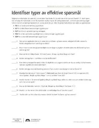 utdelingsark, Identifiser typer av effektive spørsmål