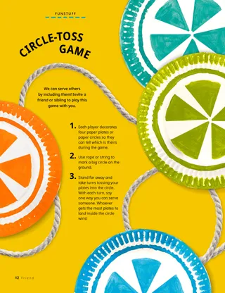 Colored paper plates and rope