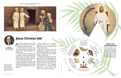 PDF: Zwei Engel reden mit zwei Frauen vor dem leeren Grab; ein Geschichtenrad über Ostern zum Ausschneiden