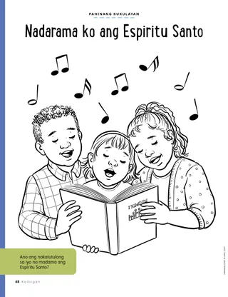 coloring page of children singing