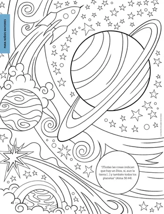Página para colorear de planetas y estrellas