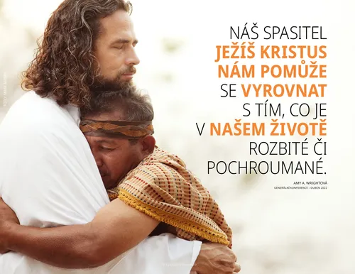plakát s Ježíšem Kristem, který objímá nějakého muže
