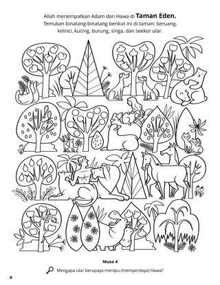 Adam and Eve in the Garden of Eden coloring page