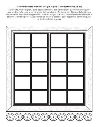 page d’activité : notre Père céleste me bénit lorsque je paie la dîme