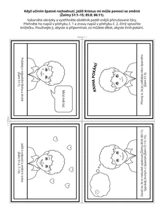 stránka s činnostmi: Když učiním špatné rozhodnutí, Ježíš Kristus mi může pomoci se změnit