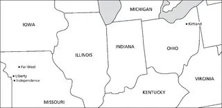 mapa, de Ohio para o Missouri