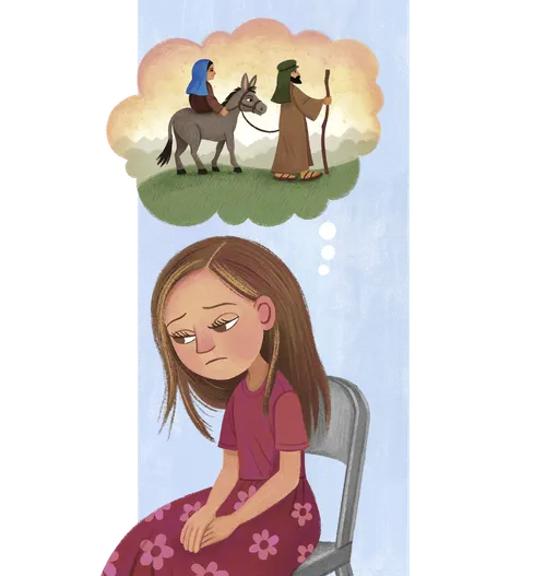 Girl thinking about Joseph and Mary