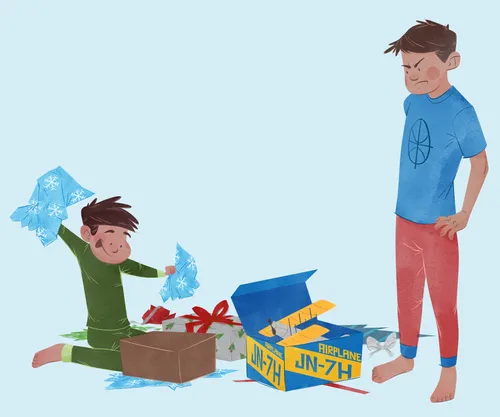 brothers on Christmas morning