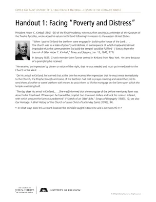 Handout 1: Facing “Poverty and Distress”