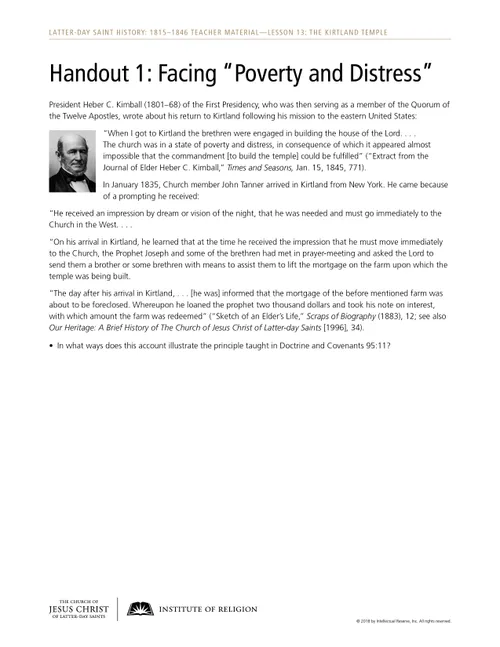 Handout 1: Facing “Poverty and Distress”