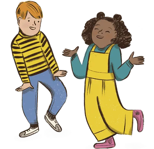 5 spots: 1. A dance party with a boy and a girl dancing. They are between the ages of 5-10. 2. A child-like drawing of a family standing with the Savior, Jesus Christ, in the middle of them. There are a couple of colored pencils next to it. 3. A basket with folded up pieces of paper in it and a couple pieces next to it. 4. A sidewalk chalk drawing of the sun with small river rocks placed over part of it. 5. A piece of writing paper shaped like a pineapple.